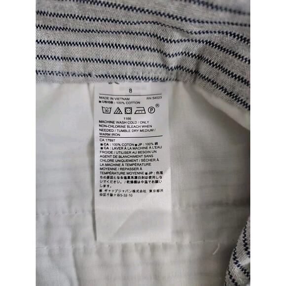 Banana Republic Factory~Woman Sz. 8~Gray/Blue Stripes Button Sides Shorts Cotton - Picture 4 of 9